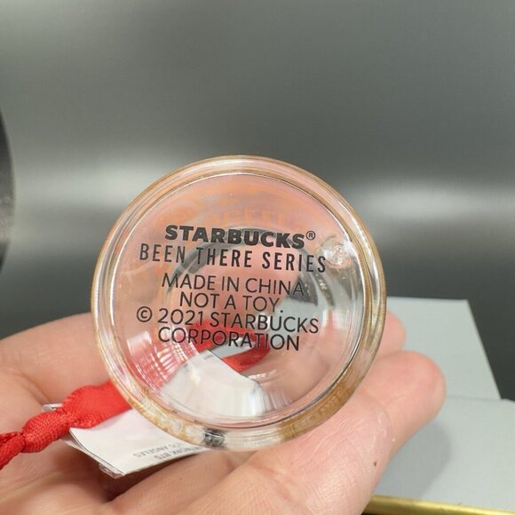 Starbucks Been There Series Glass Holiday Ornament Los Angeles Clear Gold Letter - Picture 6 of 12